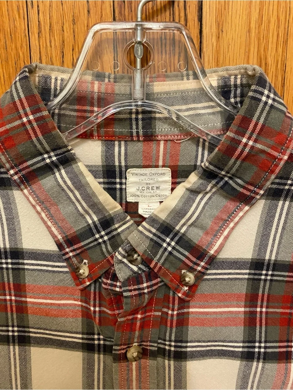 J. Crew Vintage Plaid Oxford Long Sleeve Button Down Excellent L Retail $110
